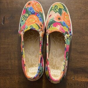 Anthropologie Keds X Rifle Paper Co Shoes Womens size 7 Floral Platform Sneakers